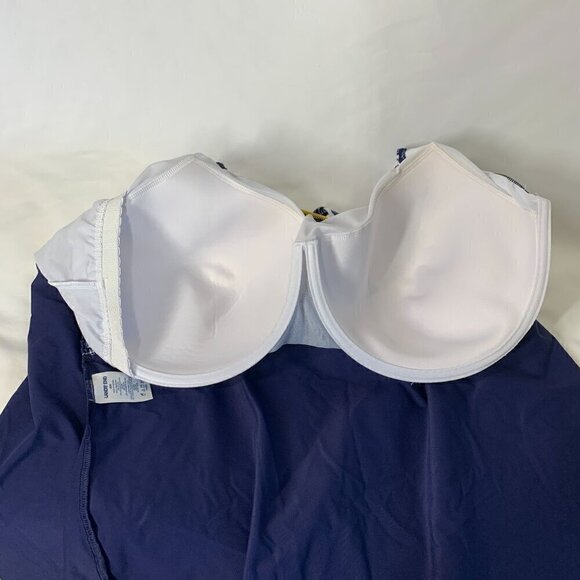 Lands' End Plus Size Tankini Square Neck Underwire Bra Minimizing Blue Sz 26W - Picture 7 of 7